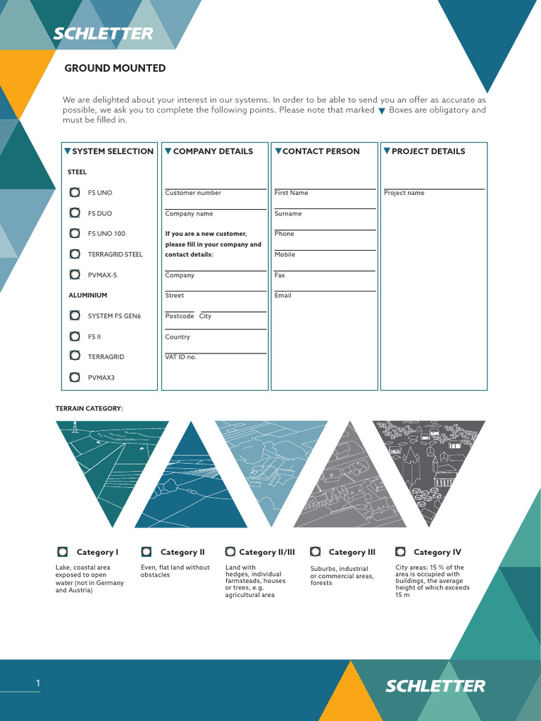 Schletter Ground Mount Inquiry Checklist | PDF