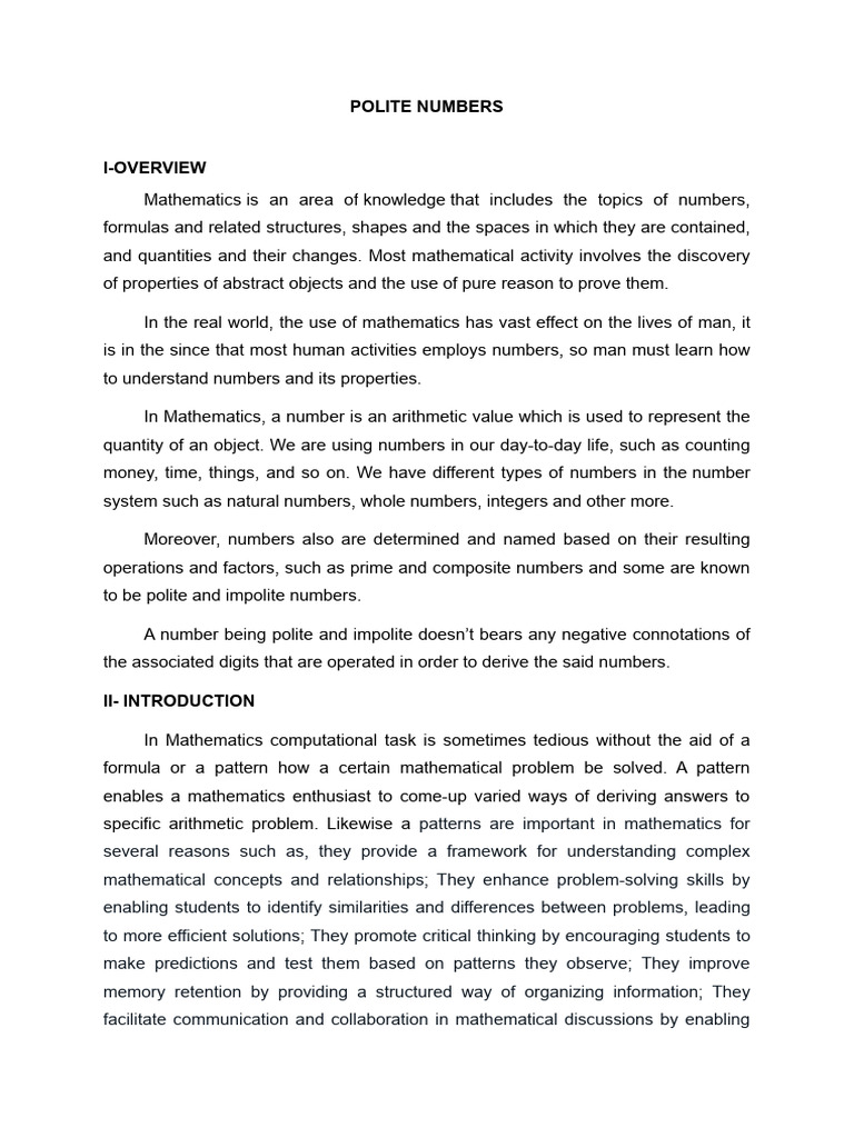 Polite Numbers PDF Numbers Mathematics