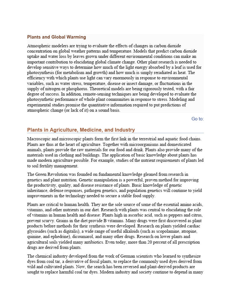 Plants and Global Warming | PDF | Plants | Agriculture