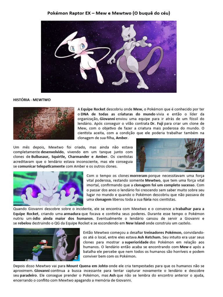 Mewtwo: A Criação e Conflito | PDF | Pokémon