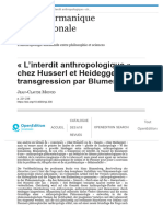 L'interdit Anthropologique Chez Husserl Et Heidegger Et Sa Transgression Par Blumenberg