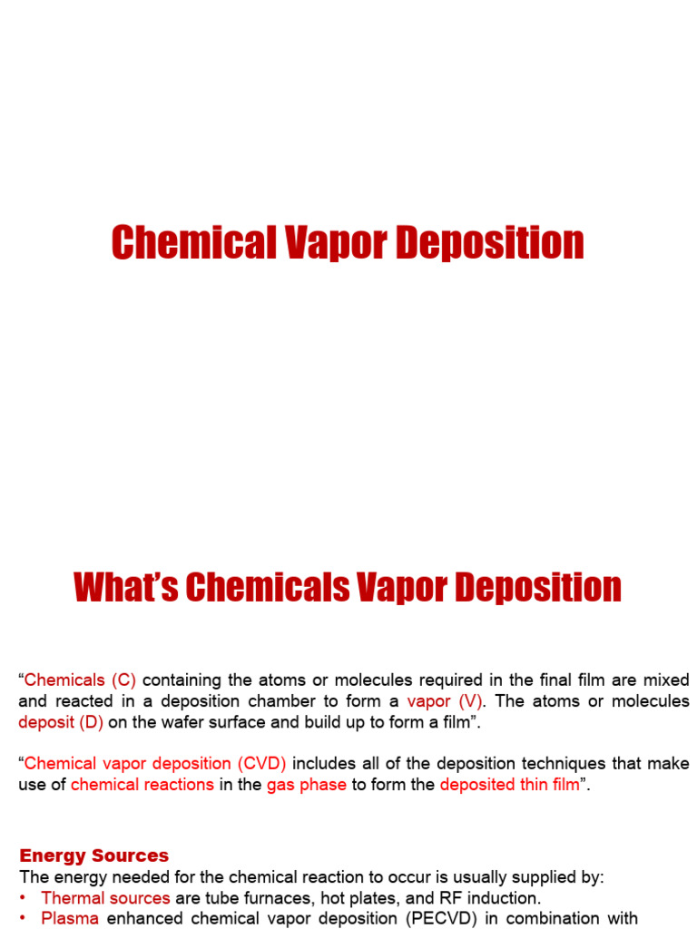Chemical Vapor Deposition Techniques | PDF | Chemical Vapor Deposition ...