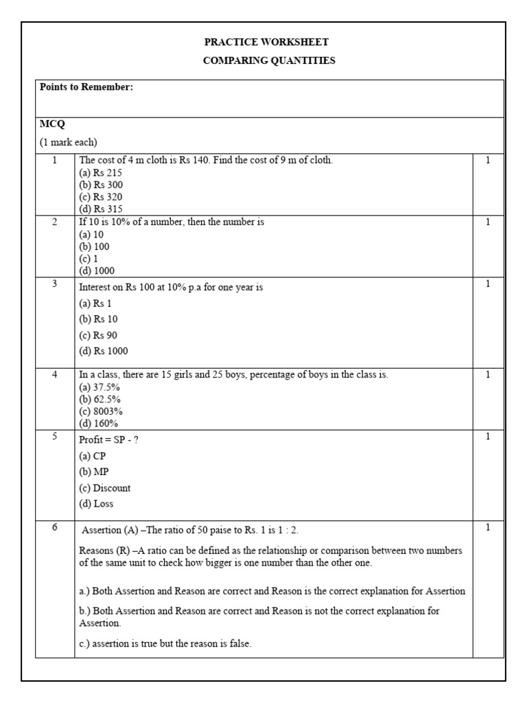 Comparing quantities class 7 download free pdf percentage interest