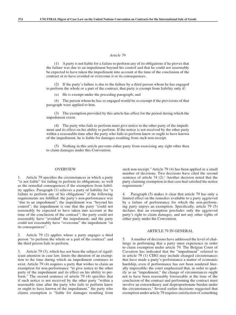 CISG Article 79: Exemption Insights | PDF | Letter Of Credit | Legal ...