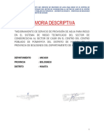 Memoria Descriptiva: Departamento: Ancash Provincia: Bolognesi Distrito: Huasta