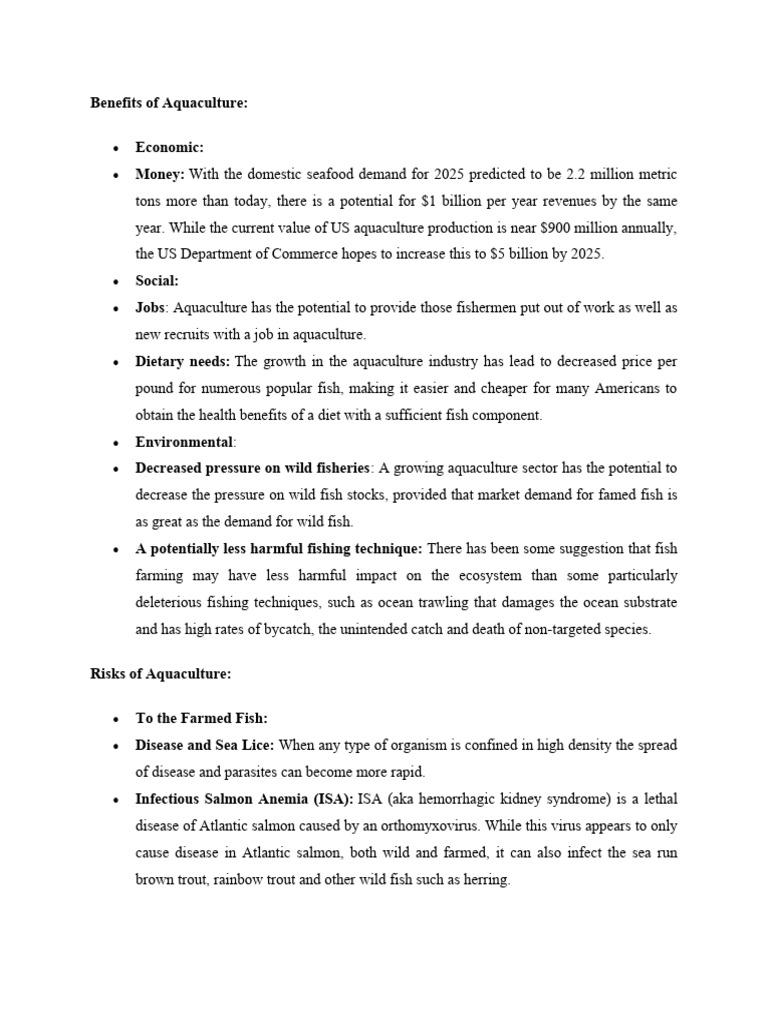 Political Benefits Of Aquaculture
