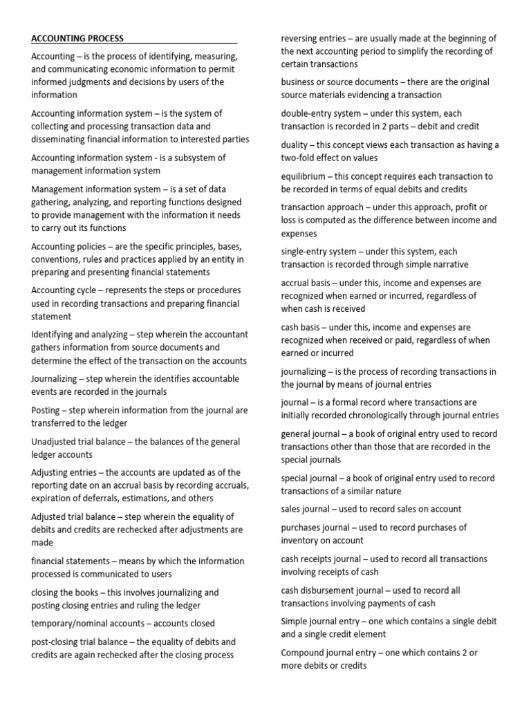 Overview of the Accounting Process | PDF | Debits And Credits | Expense