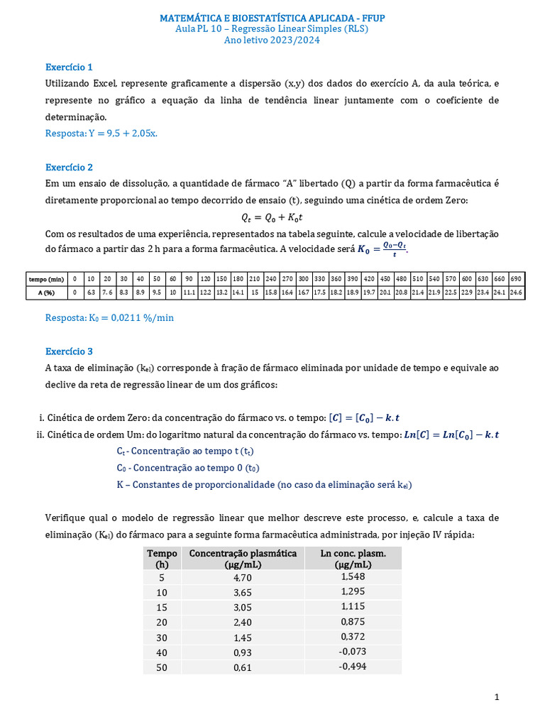 Regressão Linear em Bioestatística Aplicada | PDF | Regressão linear ...