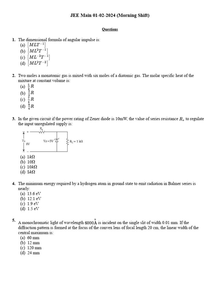 Toughest Questions for JEE Main 2024 | PDF | Magnetic Field ...