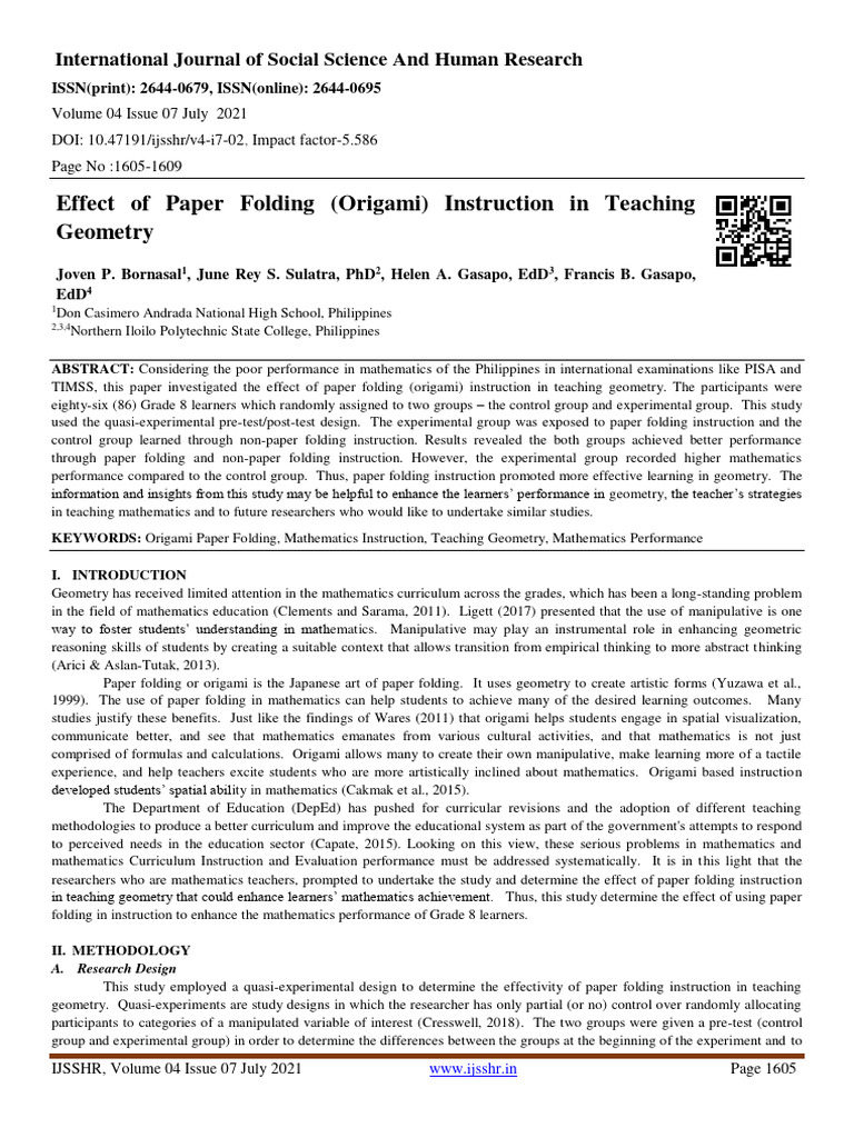 Effect of Paper Folding Origami Instruct-1 | PDF | Mathematics | Learning