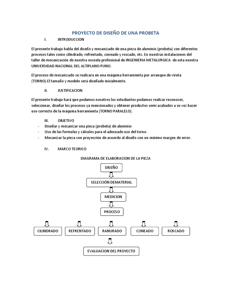 Diseño y mecanizado de una probeta de aluminio utilizando procesos de ...