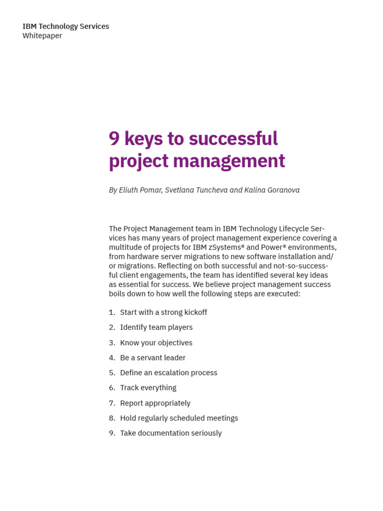 9 Keys To Successful Project Management | PDF | Project Management | Ibm
