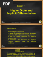 Lesson 11 Higher Order and Implicit Differentiations