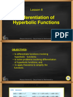 Lesson 8 Differentiation of Hyperbolic Functions
