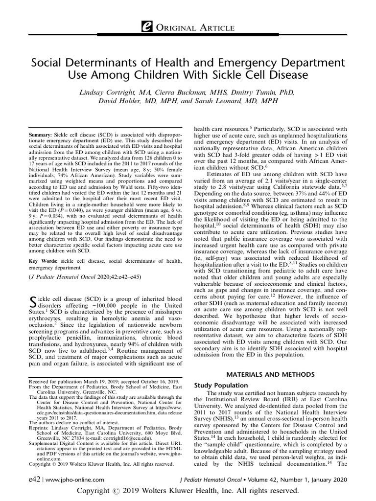 Social Determinants of Health and Emergency Department Use Among ...