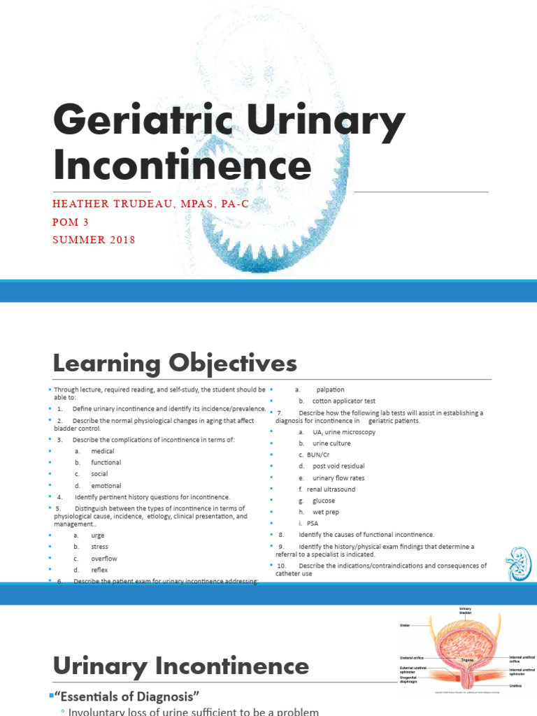 Picture of Geriatric Urinary Incontinence | PDF | Urinary Incontinence | Urination