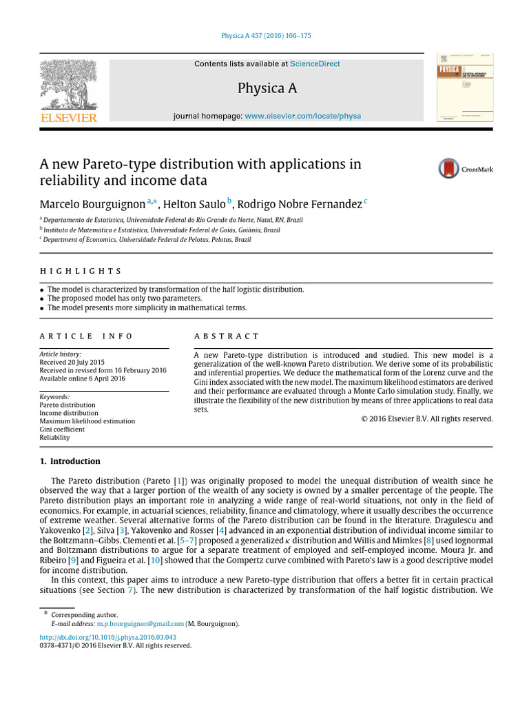 Bourgunion Et Al. A New Pareto Type Distribution With Applications in ...