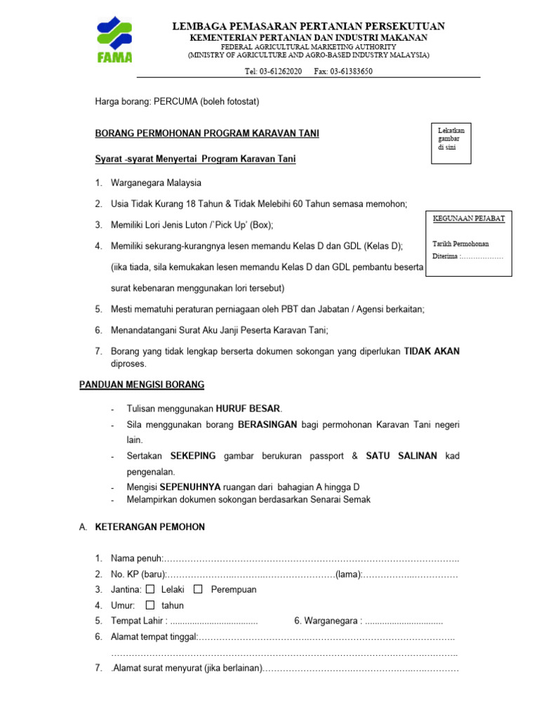 Permohonan Program Karavan Tani | PDF