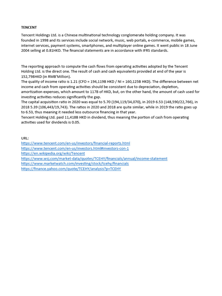 Tencent 2020 Financial Overview | PDF | Business | Finance & Money ...
