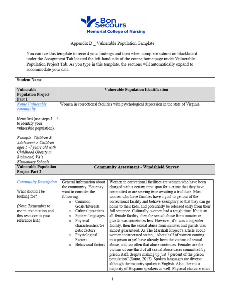 Vulnerable Population Project Pdf Substance Abuse Prison