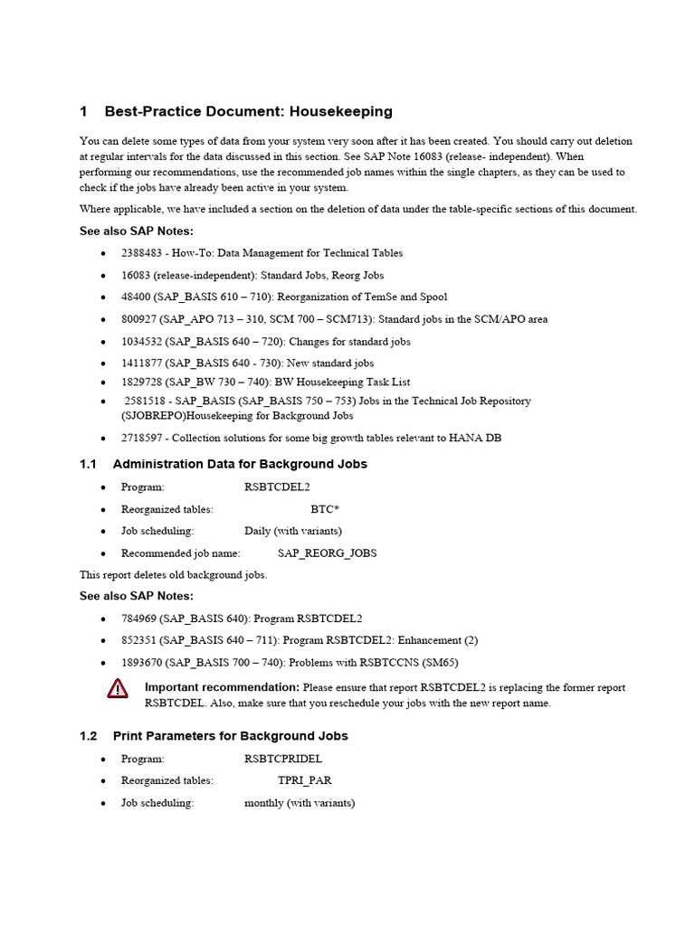 SAP Housekeeping Best Practices Guide | PDF | Customer Relationship ...