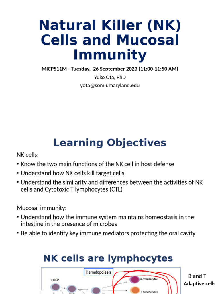 2023 NK Cells and Mucosal Immunity Dental Lecture (1) - Tagged | PDF ...