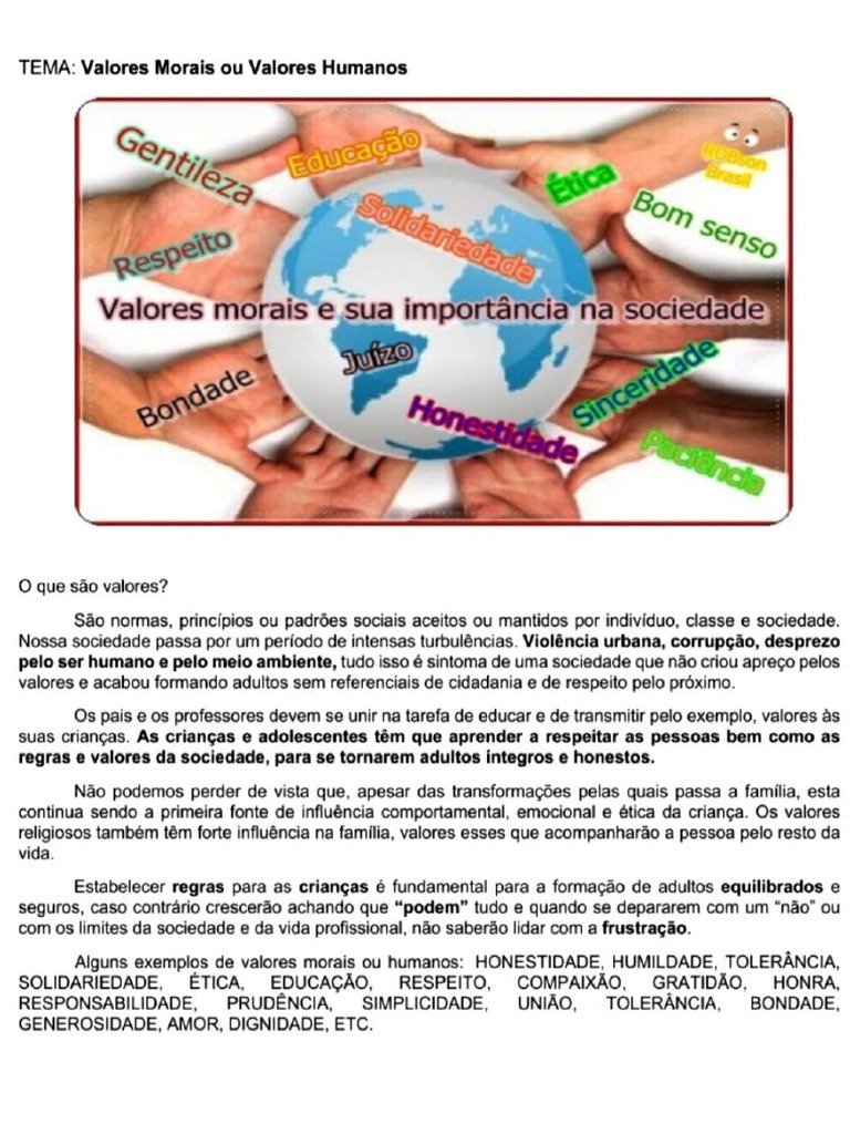 Valores e A Importância Na Sociedade | PDF