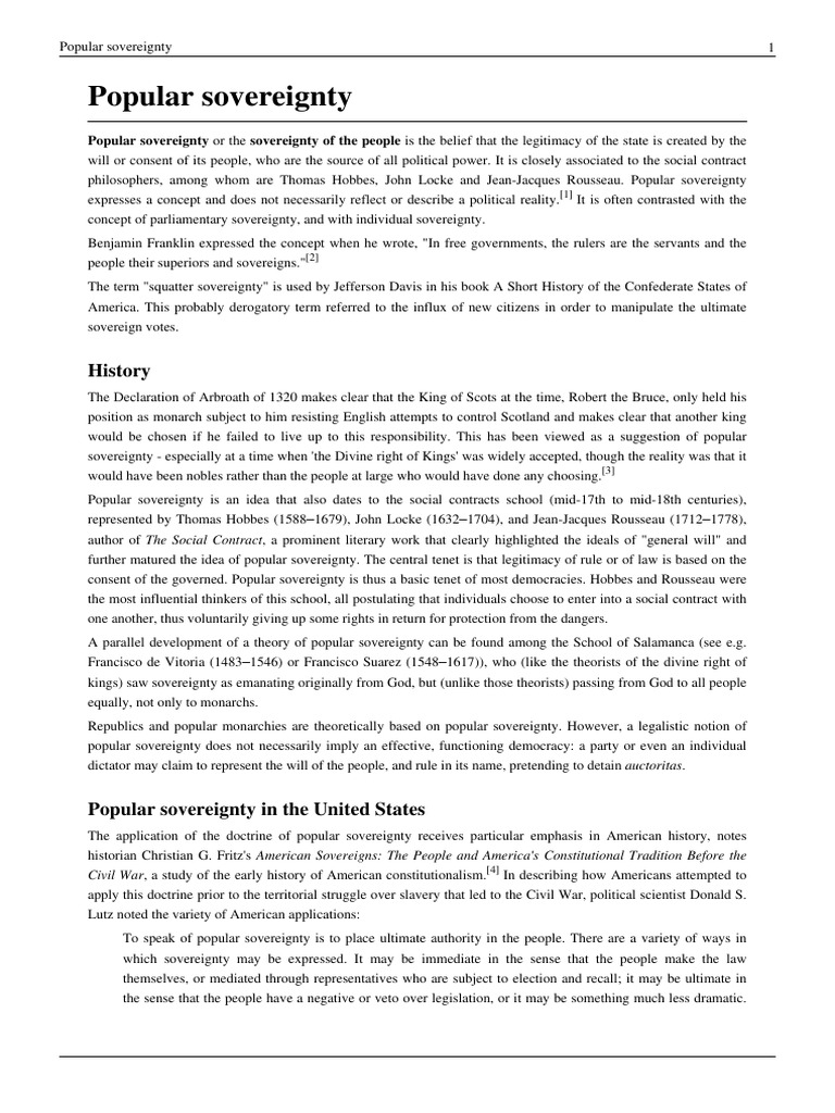 Popular Sovereignty Pdf Political Science