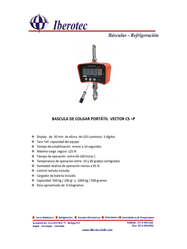 Báscula Colgar Portátil Vector CS-P | PDF
