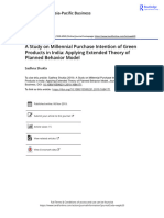 A Study On Millennial Purchase Intention of Green Products in India: Applying Extended Theory of Planned Behavior Model