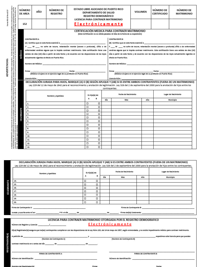 Licencia De Matrimonio Imprimible