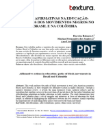 Ações Afirmativas Na Educaçāo Superior No Brasil e Na Colômbia: Caminhos Do Movimento Negro