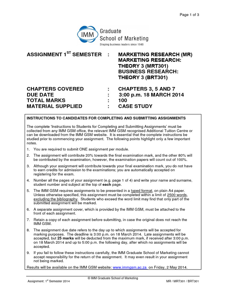 Marketing Research Assignment Overview | PDF | Banks | Marketing