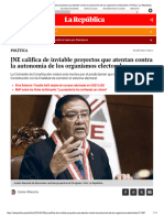 JNE Califica de Inviable Proyectos Que Atentan Contra La Autonomía de Los Organismos Electorales - Política - La República