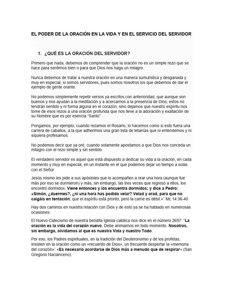 El Poder de La Oración en La Vida y en El Servicio Del Servidor | PDF ...