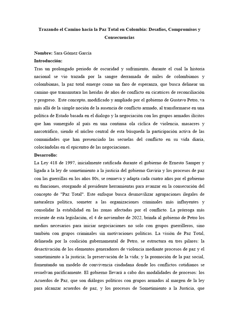 Desafíos de la Paz Total en Colombia | PDF | Paz | Colombia