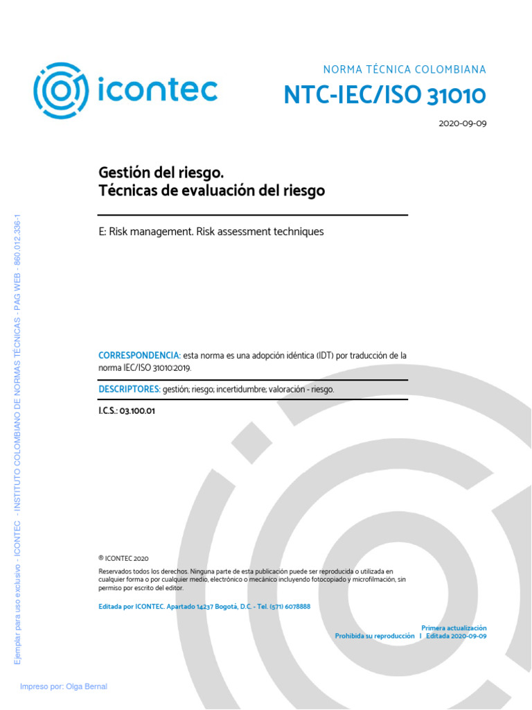Norma ISO 31010 - 2020 | Descargar gratis PDF | Incertidumbre | Toma de ...