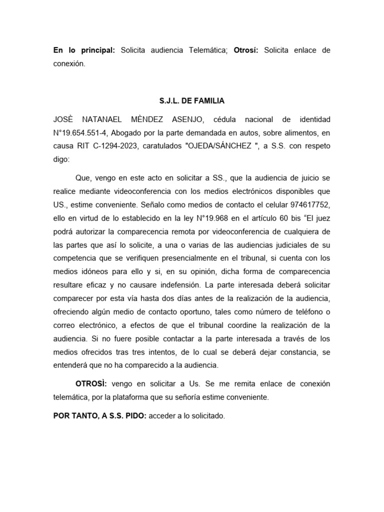 Solicita Audiencia Telemàtica Pdf