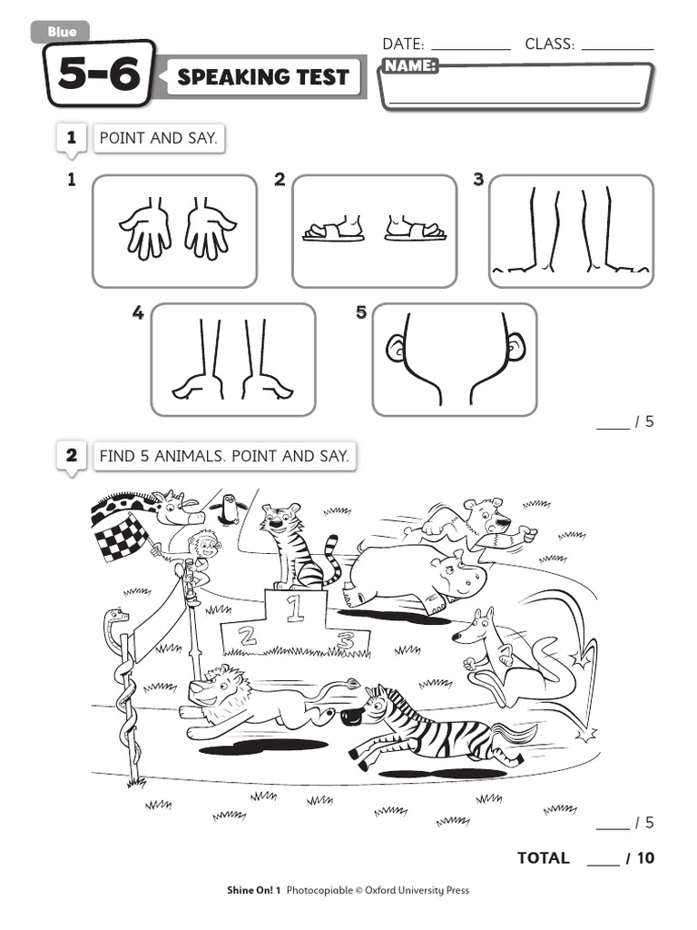 Blue Speaking Test for Kids | PDF