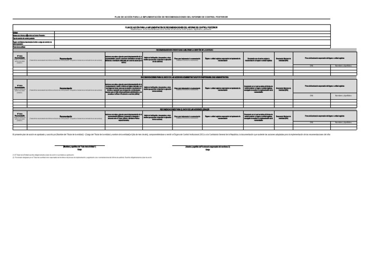 Plan de Acción para Recomendaciones de Control | PDF | Documento de ...