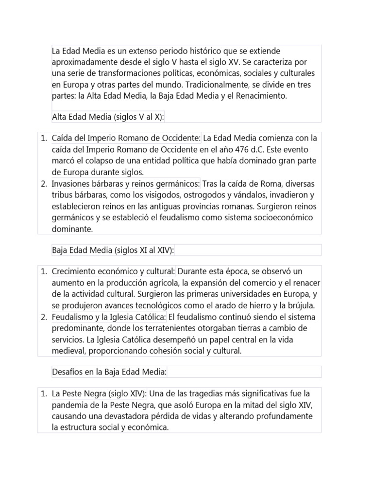 Transformaciones en la Edad Media | PDF | Edades medias | imperio Romano