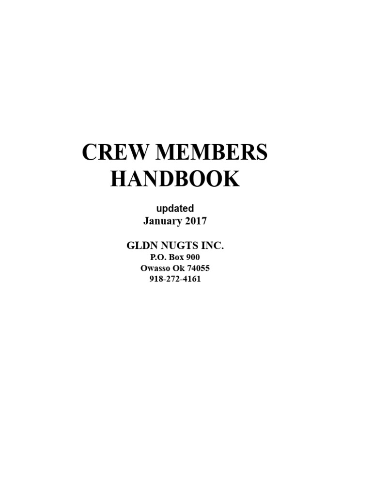 Crew Handbook One Page | PDF | Family And Medical Leave Act Of 1993 ...