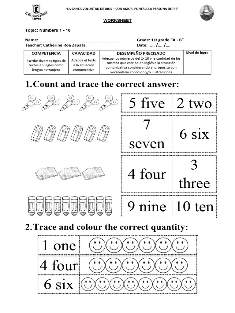 WORKSHEET 1st grade numbers and family | PDF | Lingüística