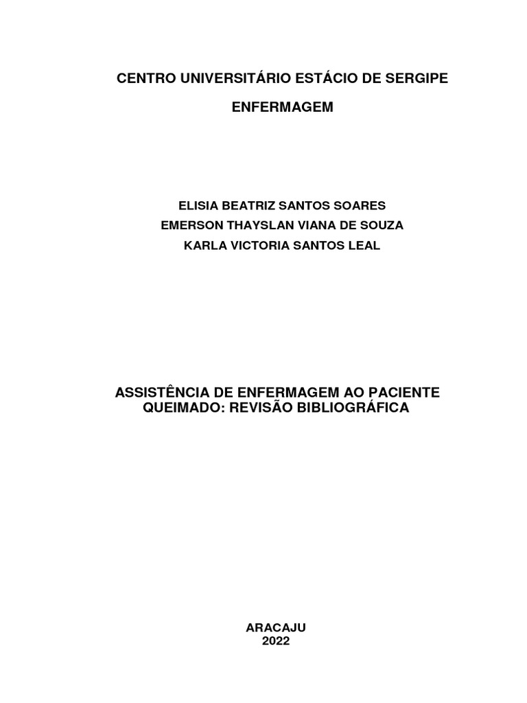 Assistência de Enfermagem a Pacientes Queimados | PDF | Queimadura ...