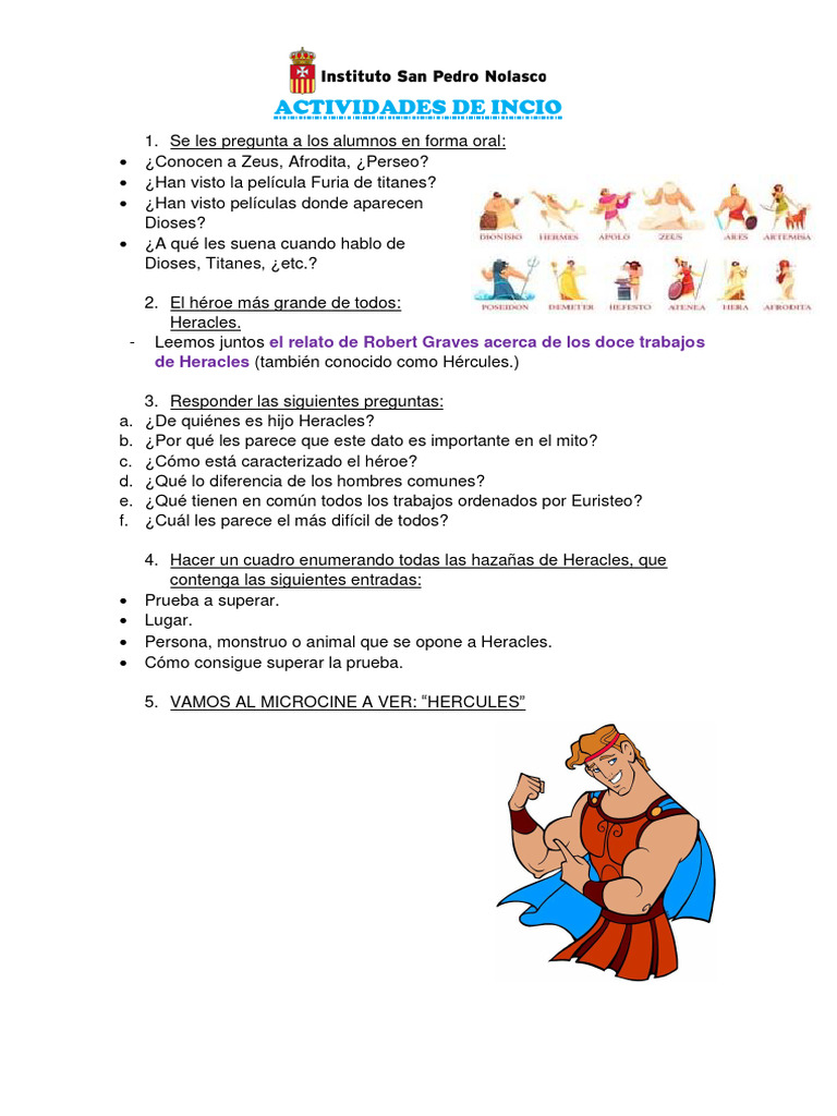 Actividades De Incio De Mitos Pdf
