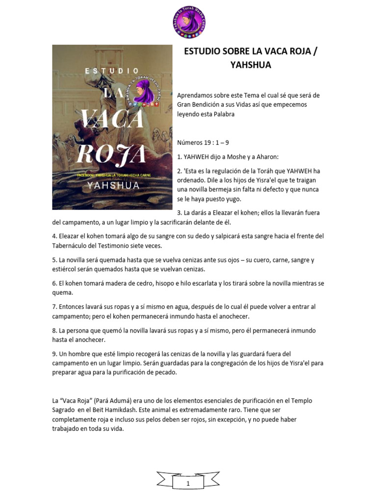 Vaca Roja: Simbolismo y Significado | PDF | Templo en jerusalén | Yahvé