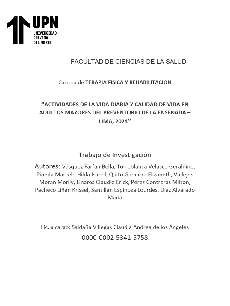 Actividades y Calidad de Vida en Adultos Mayores | PDF | Vejez | Adultos