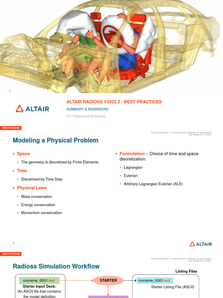 Altair Radioss V2022.2 Best Practices | PDF | Simulation | Physics