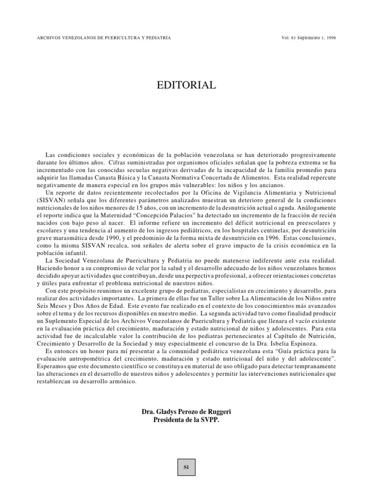 Archivos venezolanos de puericultura y pediatr a vol 61 suplemento 1