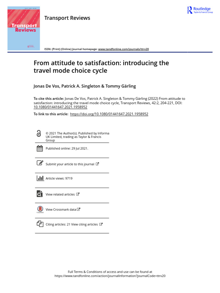 Travel Mode Choice Cycle Explained | PDF | Attitude (Psychology ...
